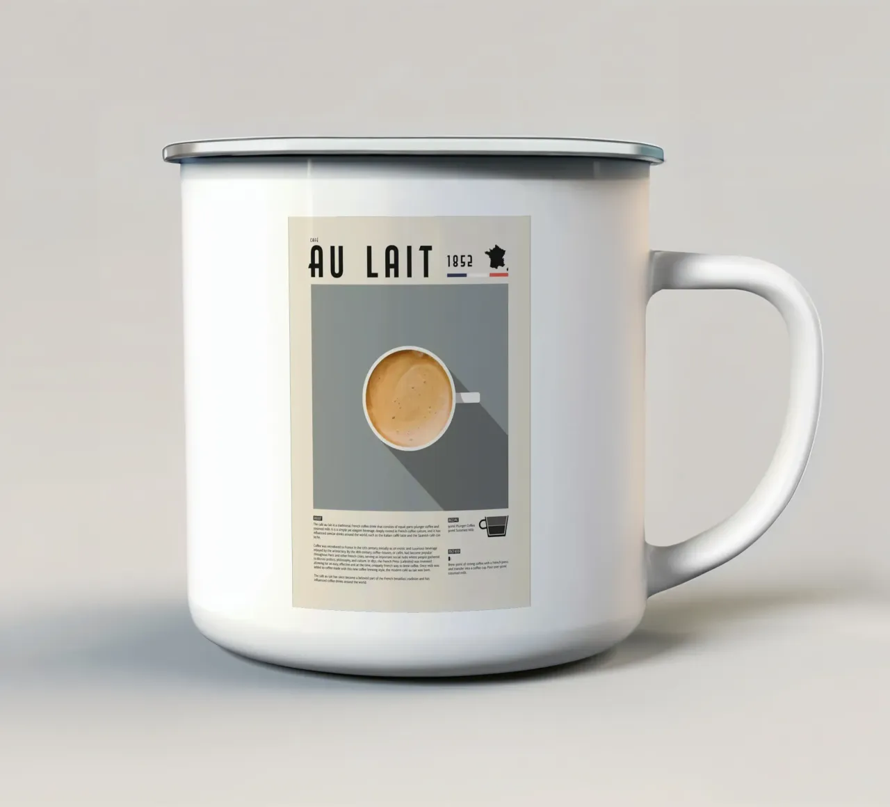 Poster sul caffè francese Cafe Au Lait tazza in smalto da stewar