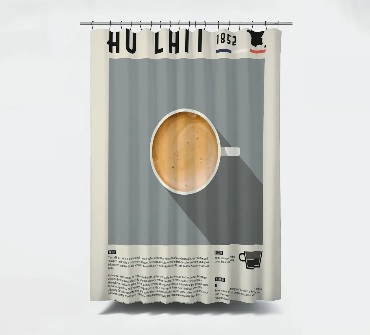 Poster sul caffè francese Cafe Au Lait tenda da doccia da stewar