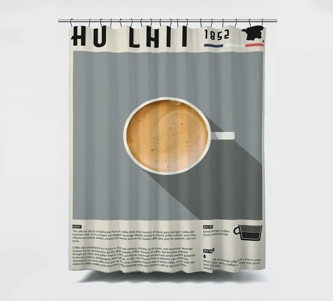 Poster sul caffè francese Cafe Au Lait tenda da doccia da stewar