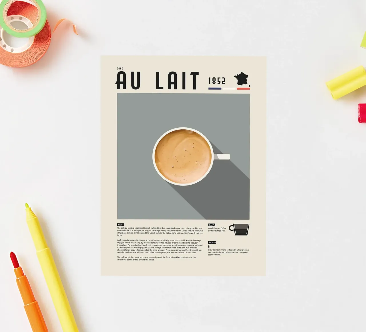 Poster sul caffè francese Cafe Au Lait adesivo da stewar