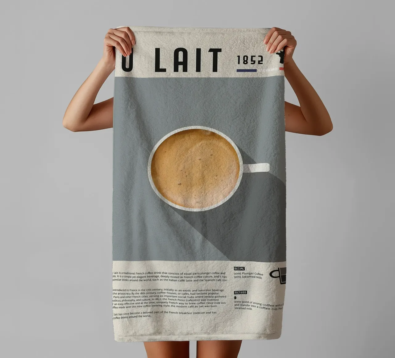 Poster sul caffè francese Cafe Au Lait asciugamano da bagno da stewar