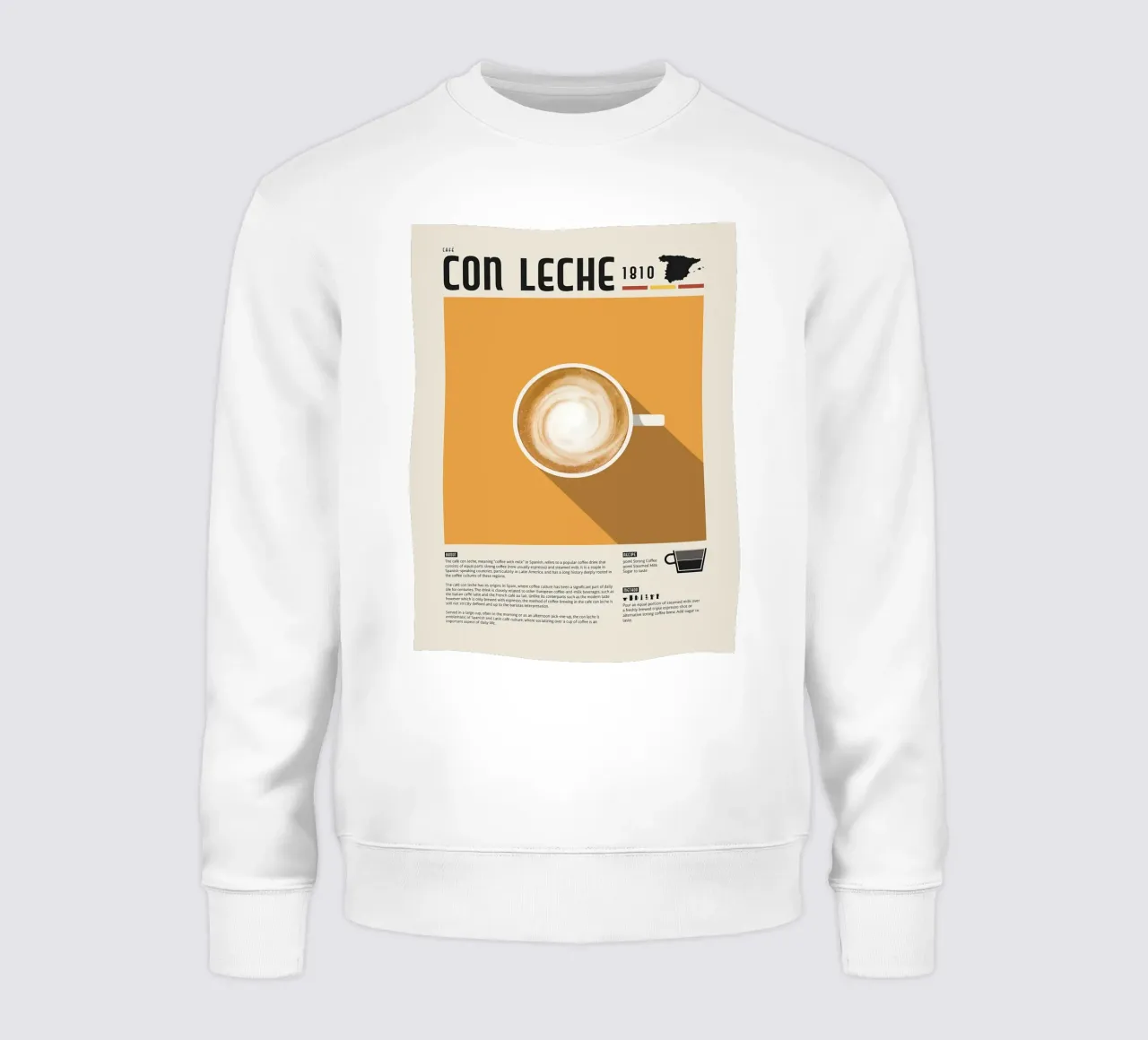 Poster sul caffè spagnolo Con Leche felpa da stewar