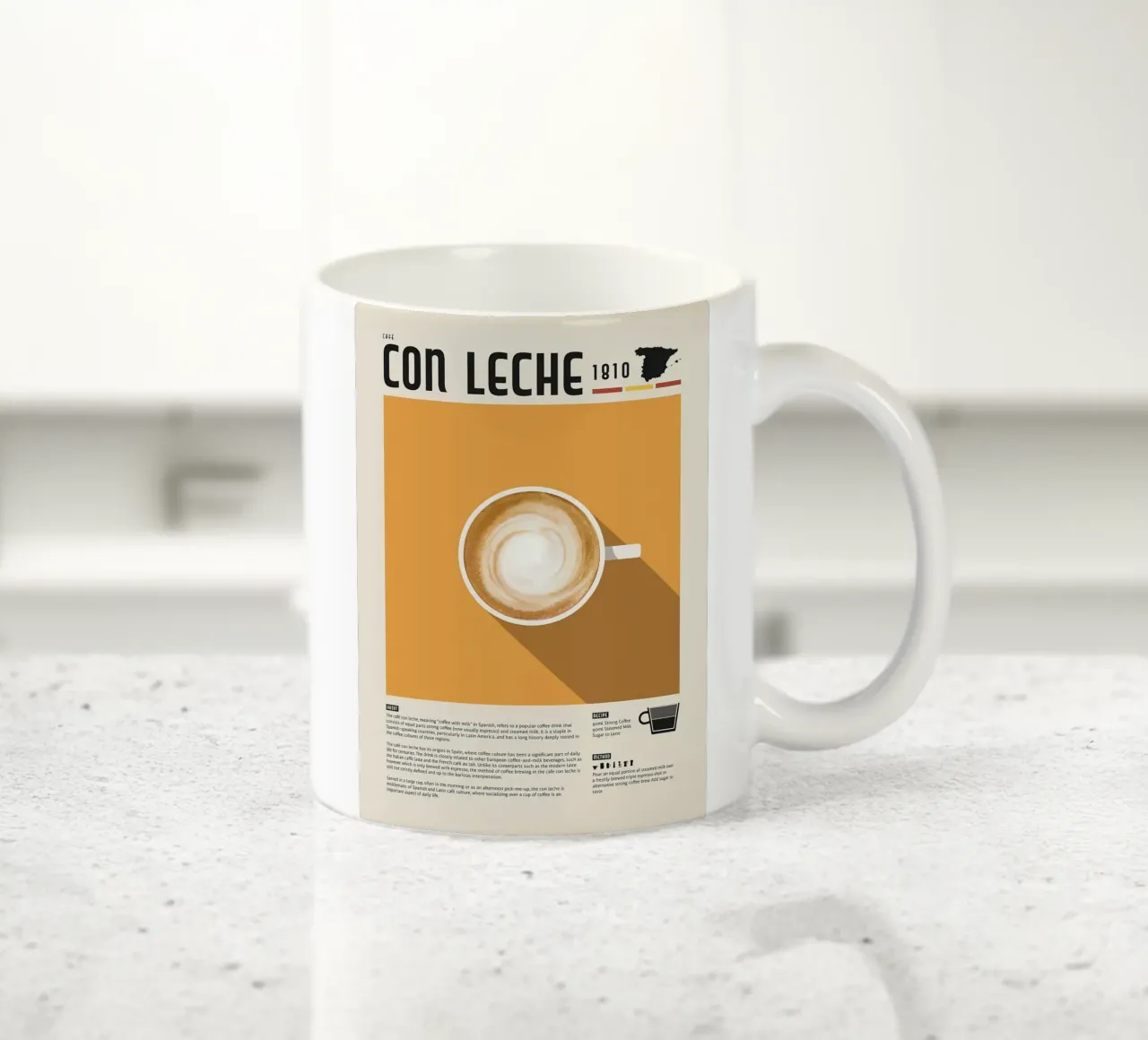 Poster sul caffè spagnolo Con Leche tazza in ceramica da stewar