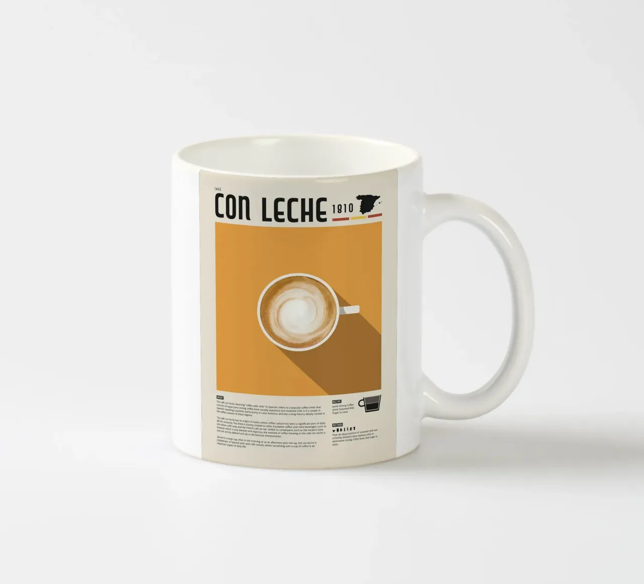 Poster sul caffè spagnolo Con Leche tazza in ceramica da stewar