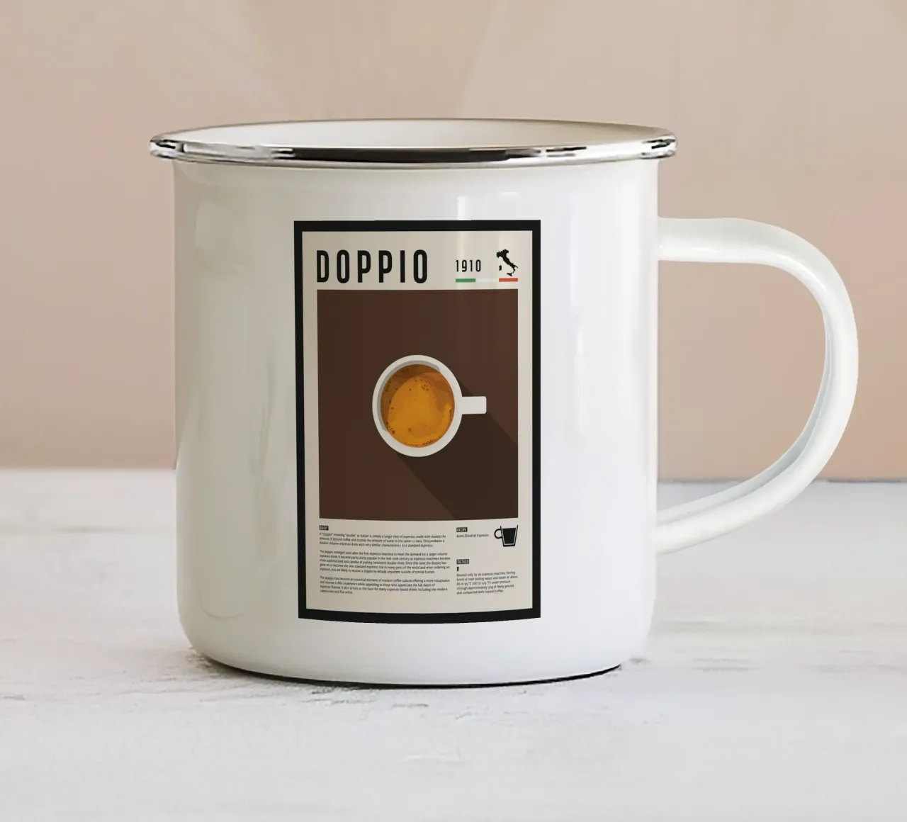 Doppio Espresso Poster tazza in smalto da stewar