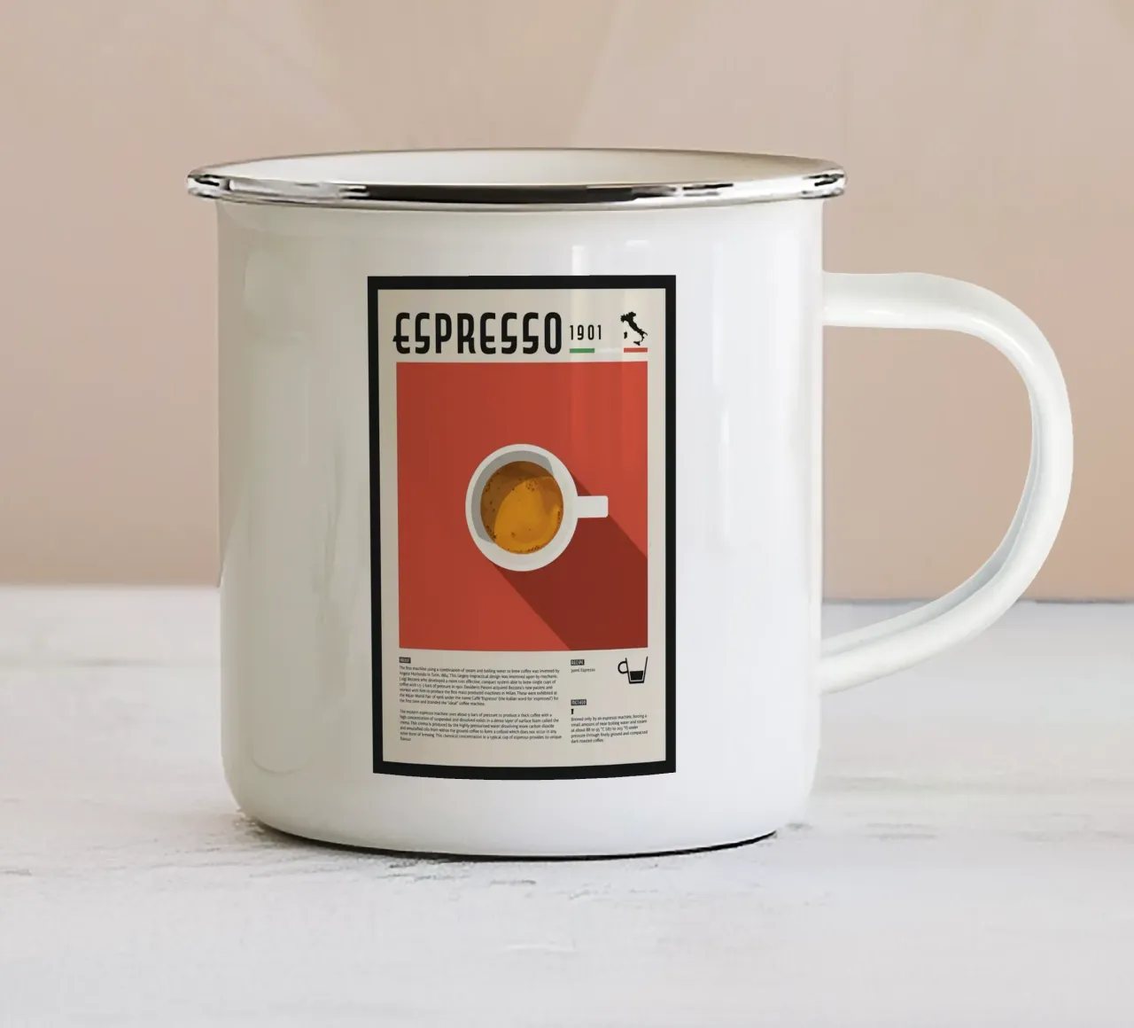 Espresso Coffee Poster tazza in smalto da stewar