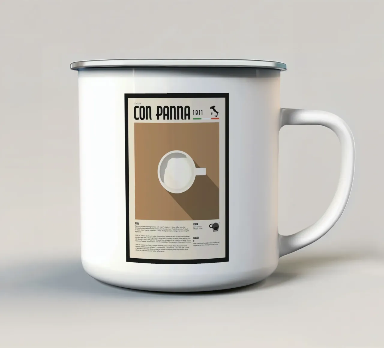 Espresso Con Panna Poster tazza in smalto da stewar