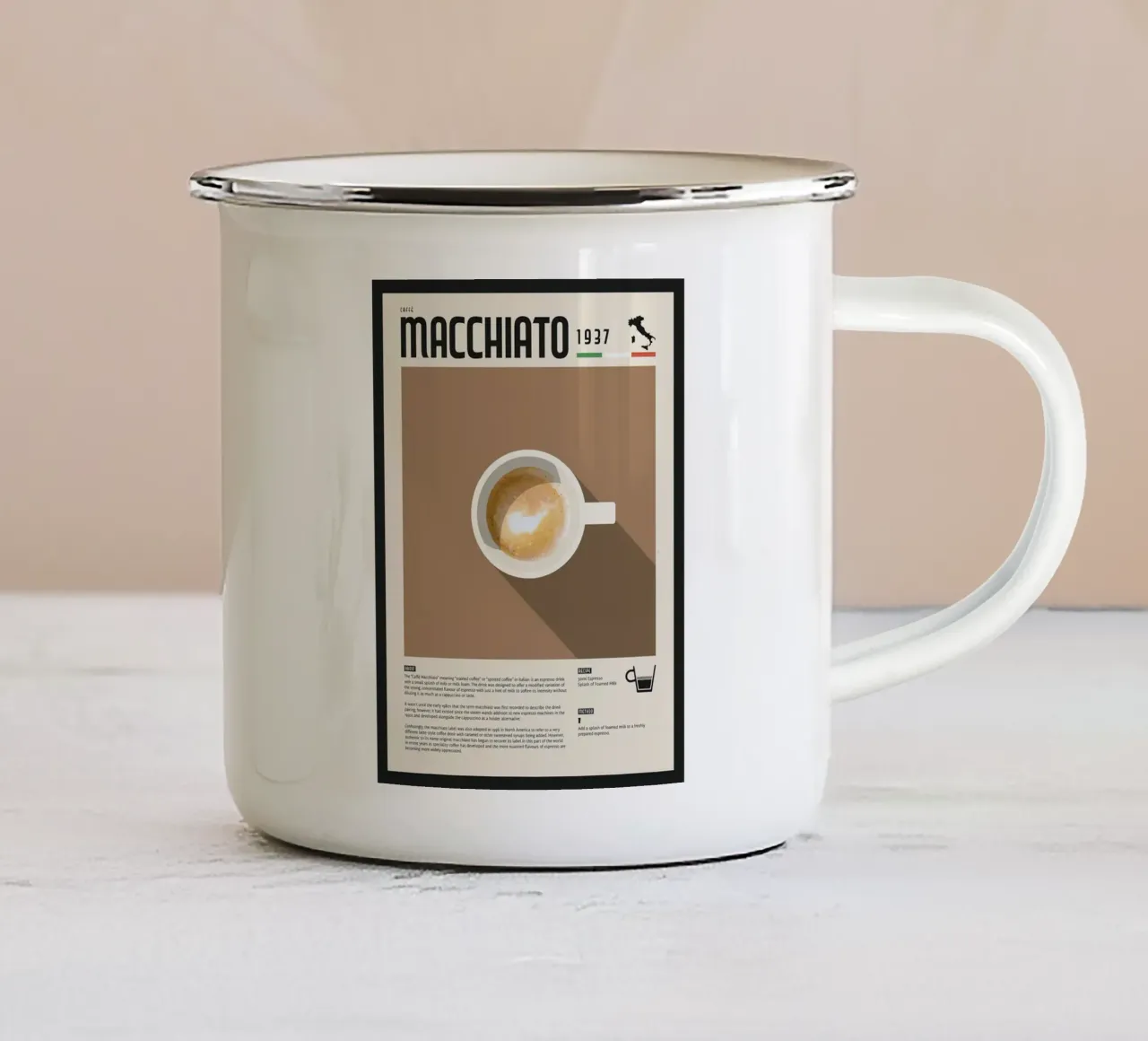 Espresso Macchiato Poster tazza in smalto da stewar