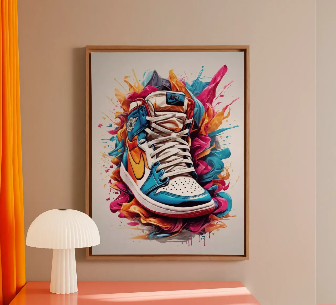 Scarpa da basket in acquerello tela con Cornice a cassetta da 🎁 ARTVI-SHOP