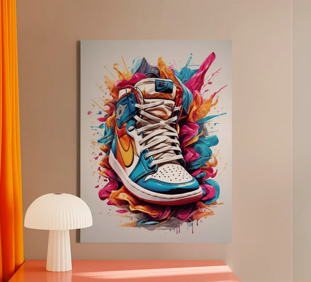 Scarpa da basket in acquerello tela con Cornice a cassetta da 🎁 ARTVI-SHOP