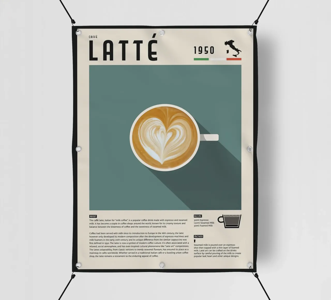 Poster Caffè Latte telo in pvc da stewar