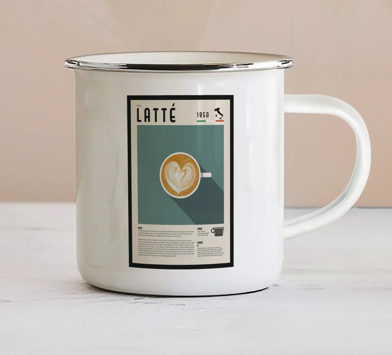 Poster Caffè Latte tazza in smalto da stewar