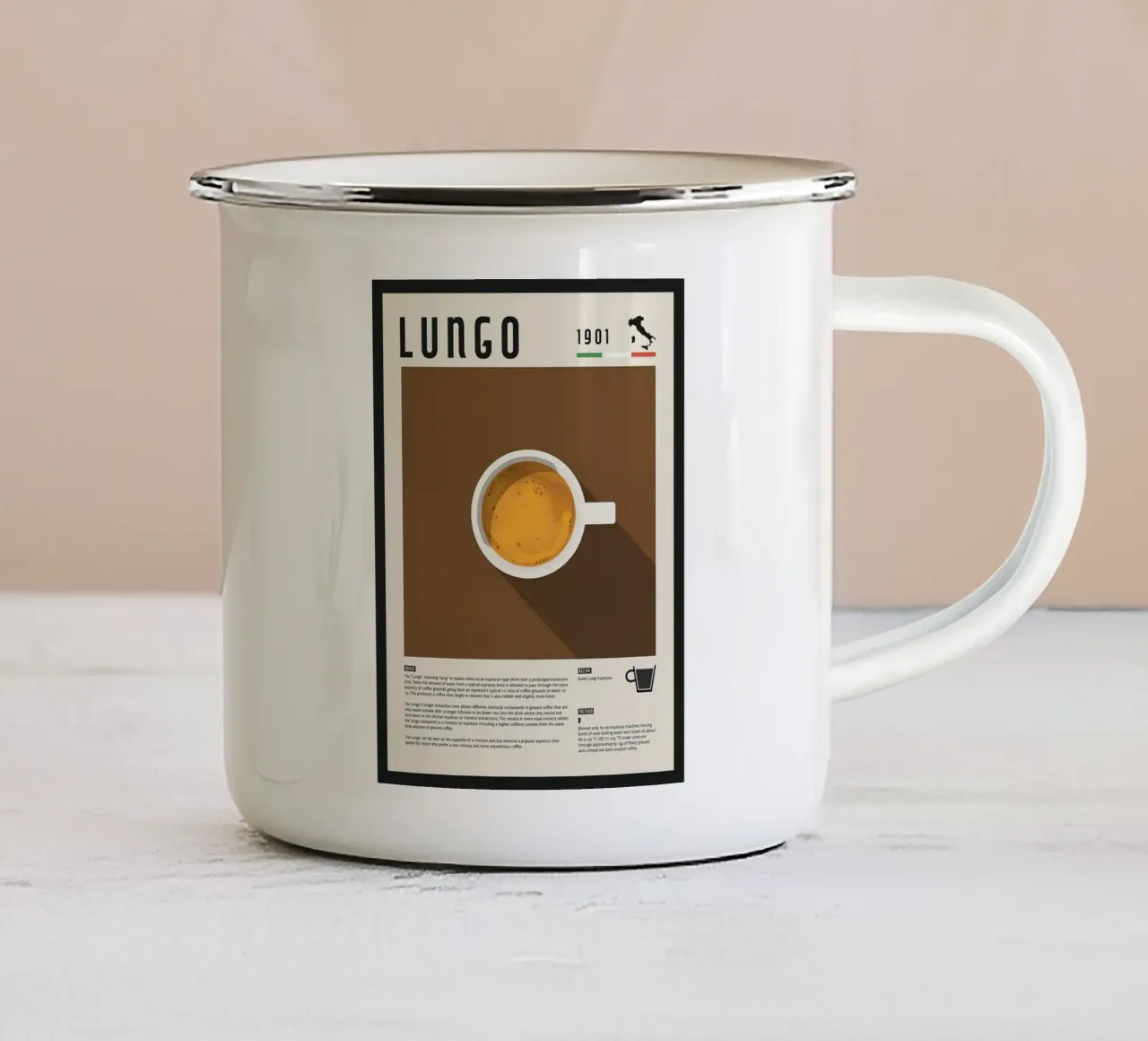 Lungo Coffee Poster tazza in smalto da stewar