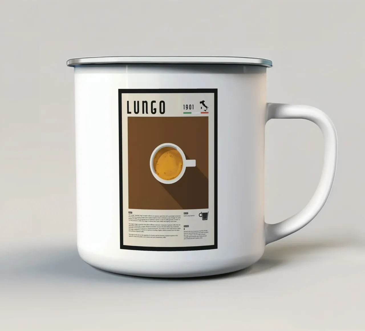 Lungo Coffee Poster tazza in smalto da stewar