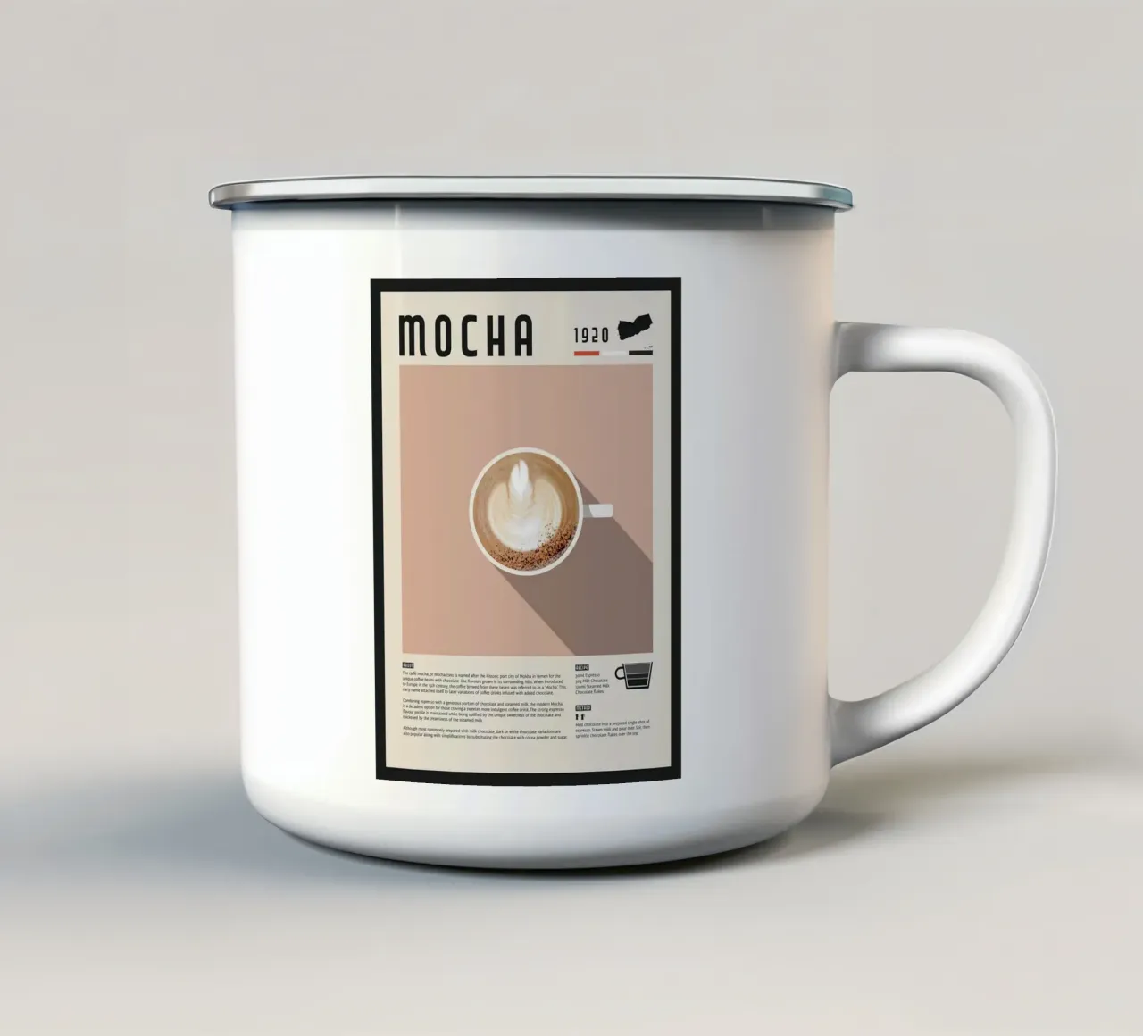 Poster caffè moka tazza in smalto da stewar