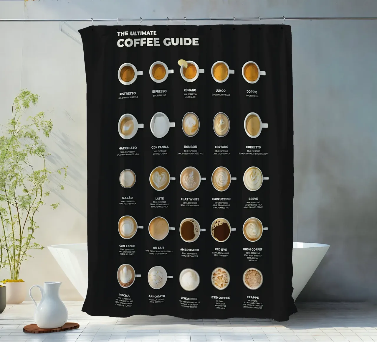 Der ultimative Kaffeeführer Chart Duschvorhang von stewar