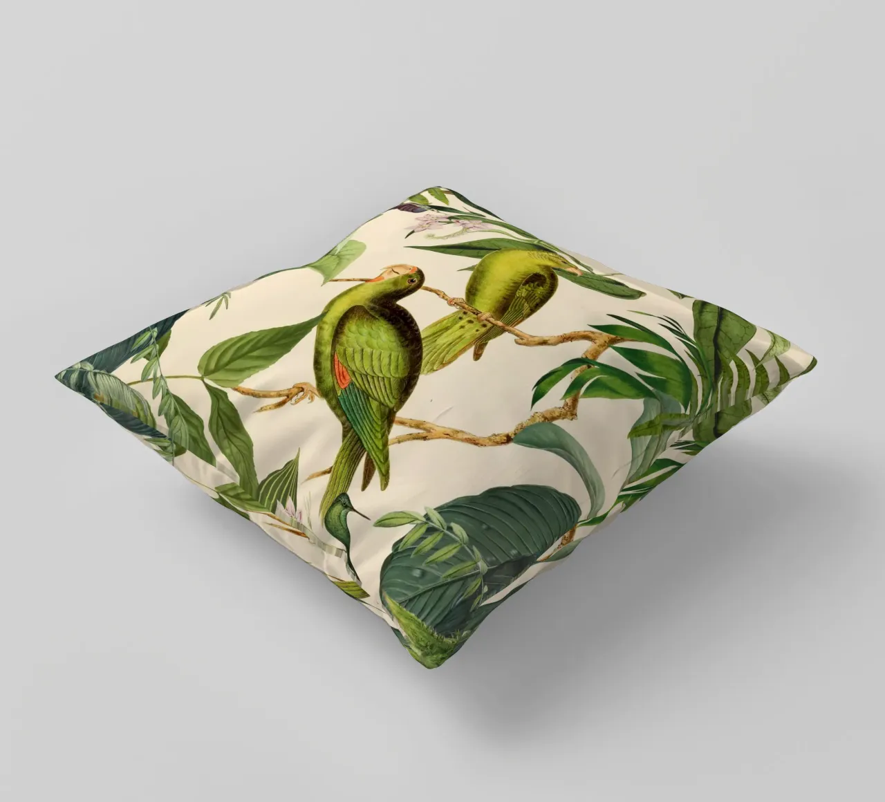 Parrocchetti della giungla tropicale cuscino da Andrea Haase Vintage World