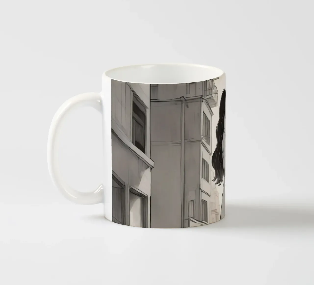 Due amici si tengono per mano in una strada della città tazza in ceramica da DesignDoodle