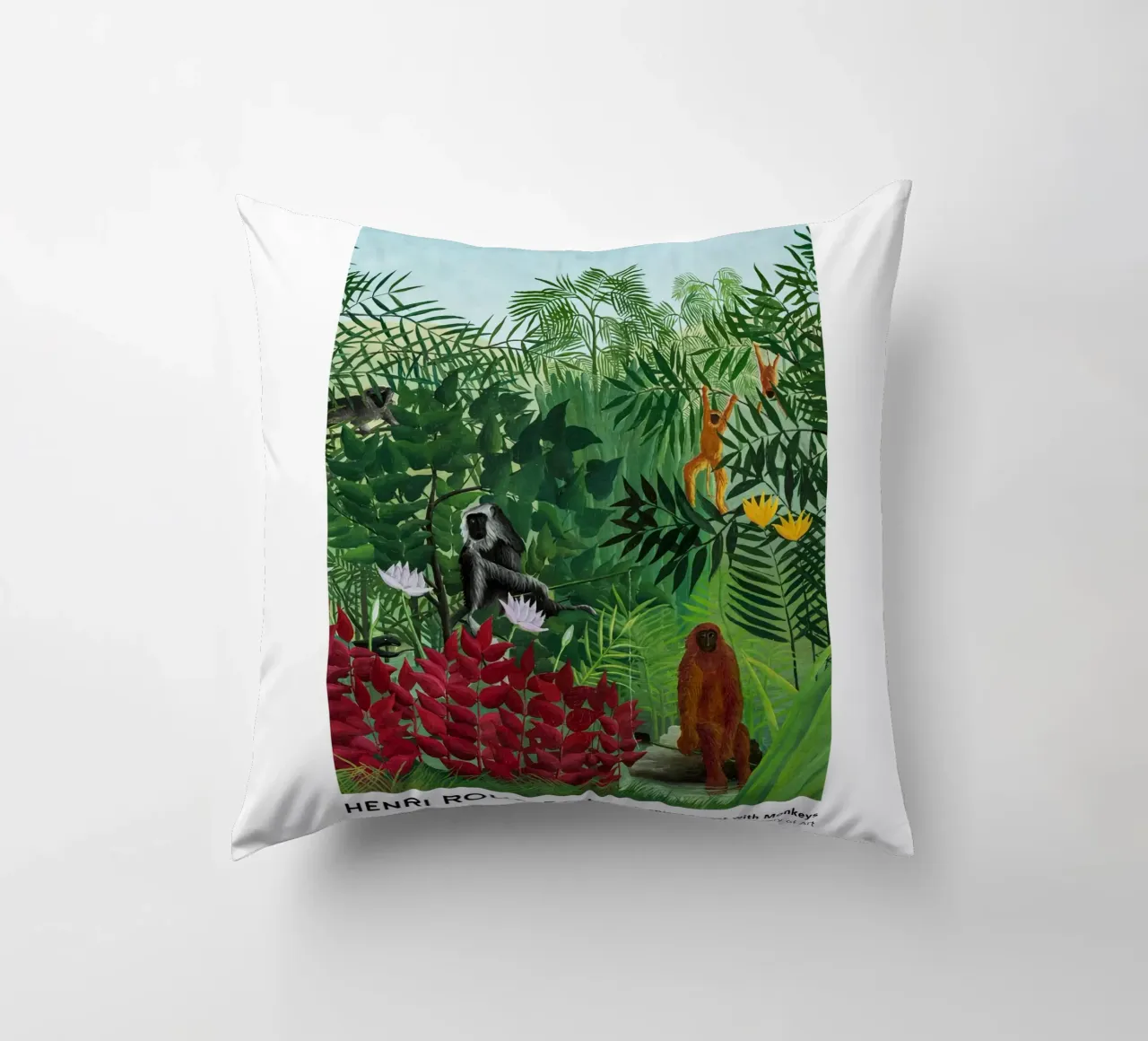 Foresta tropicale con scimmie 1910 cuscino da Anke Gottlieg