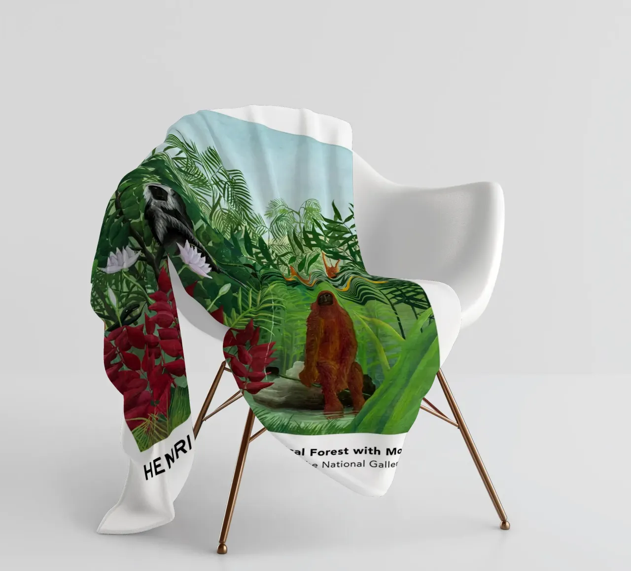 Foresta tropicale con scimmie 1910 coperta in pile da Anke Gottlieg