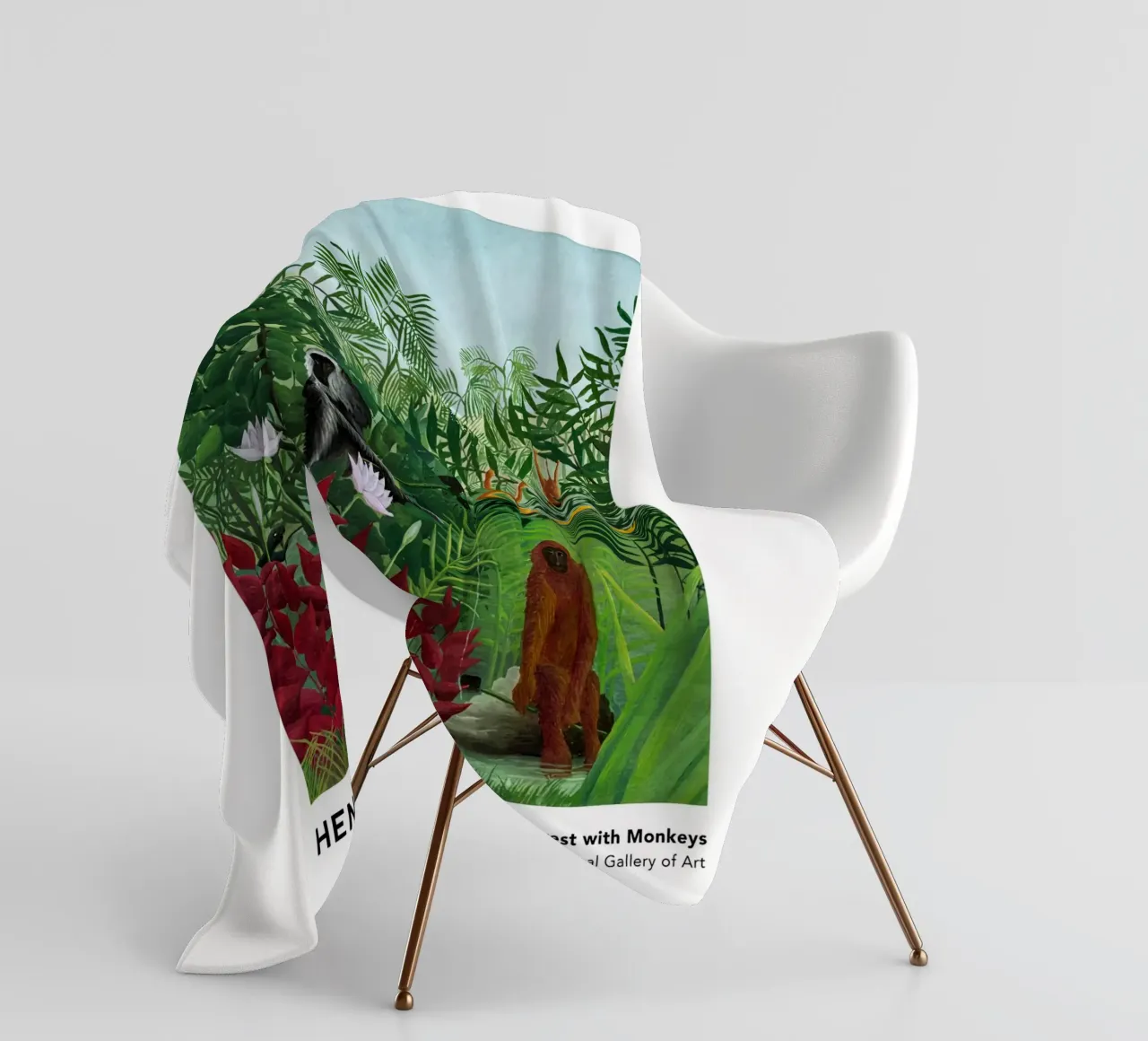 Foresta tropicale con scimmie 1910 coperta in pile da Anke Gottlieg