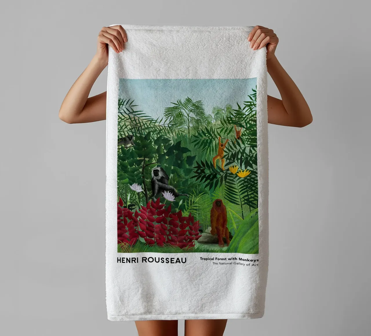 Foresta tropicale con scimmie 1910 asciugamano da bagno da Anke Gottlieg
