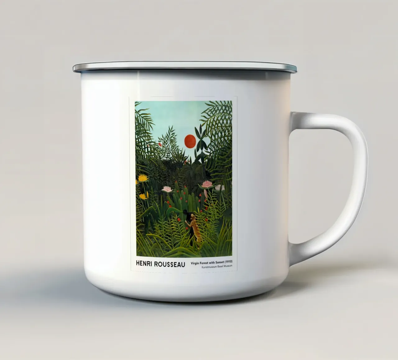 Foresta vergine con tramonto 1910 tazza in smalto da Anke Gottlieg