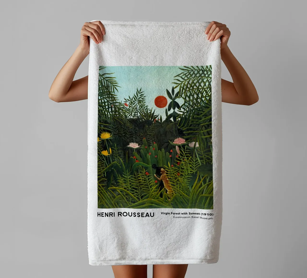 Foresta vergine con tramonto 1910 asciugamano da bagno da Anke Gottlieg