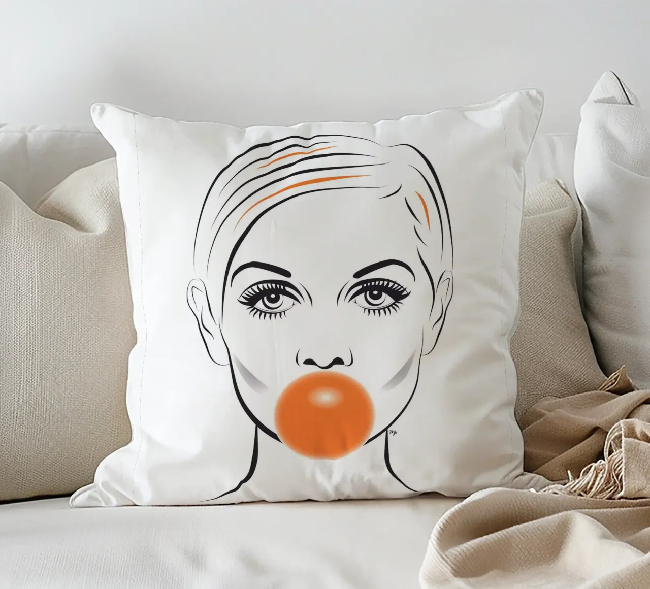 Ritratto di Twiggy modello Bubble Gum cuscino da Martina