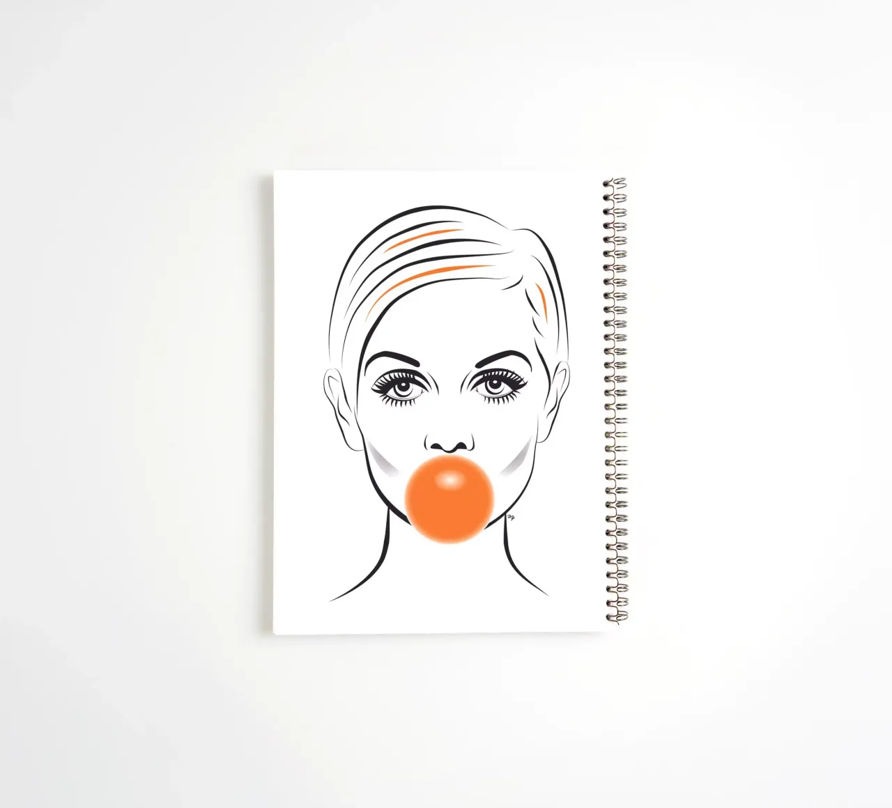 Twiggy model Bubble Gum portrait spiral notebook by Martina