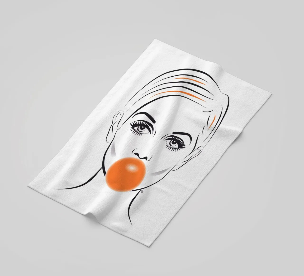 Ritratto di Twiggy modello Bubble Gum telo mare da Martina
