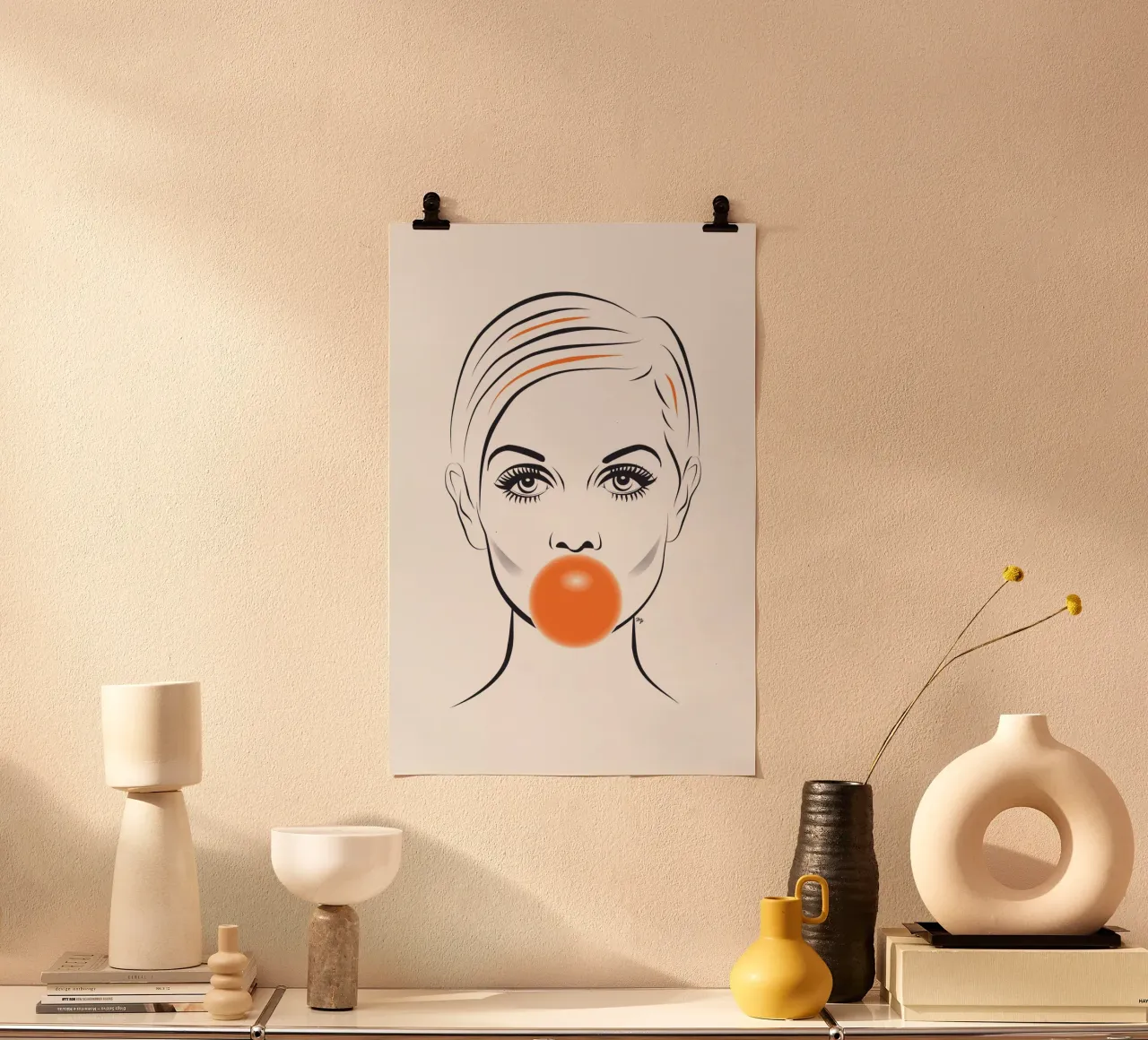 Ritratto di Twiggy modello Bubble Gum carta hahnemühle da Martina