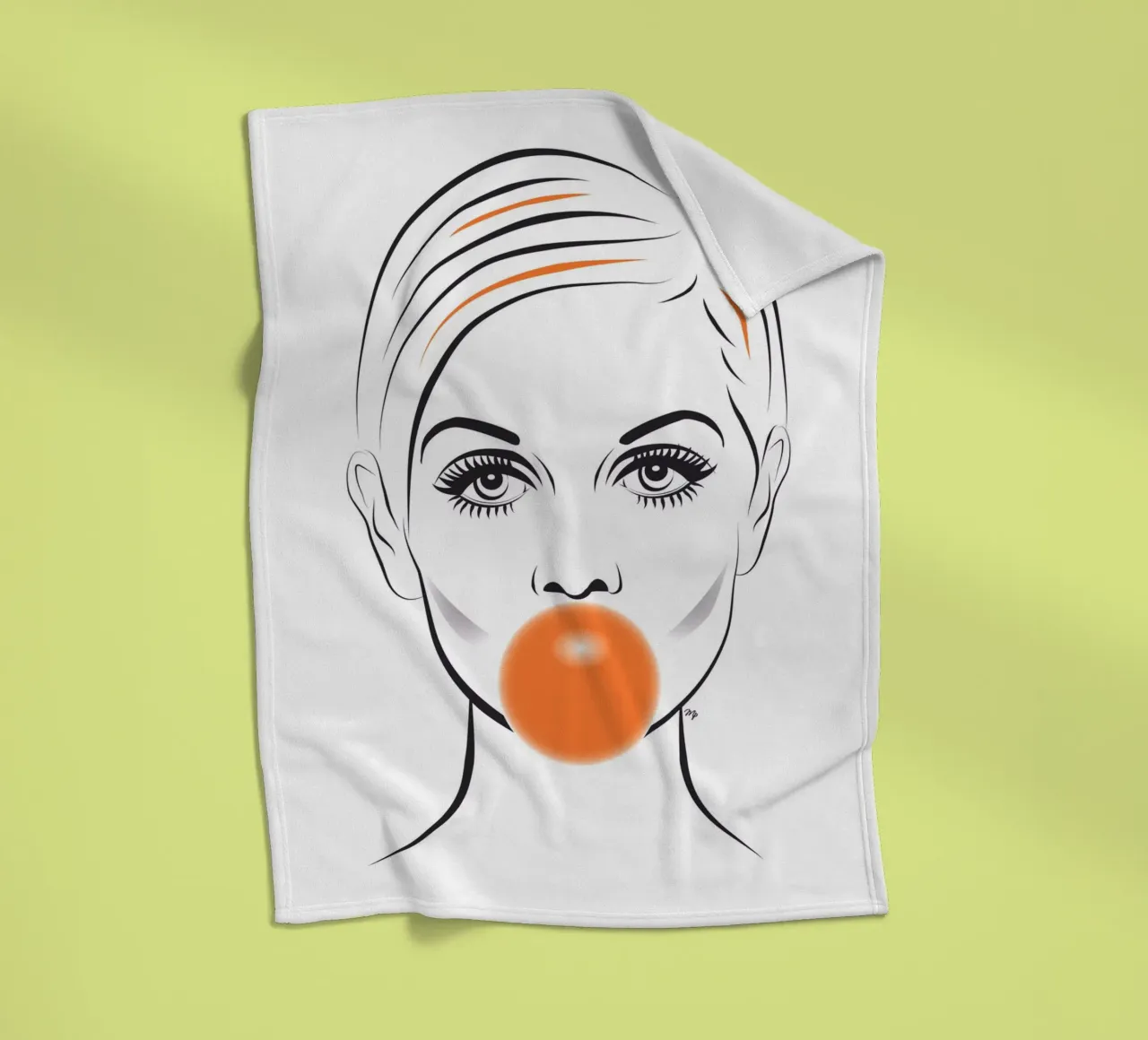 Ritratto di Twiggy modello Bubble Gum coperta in pile da Martina
