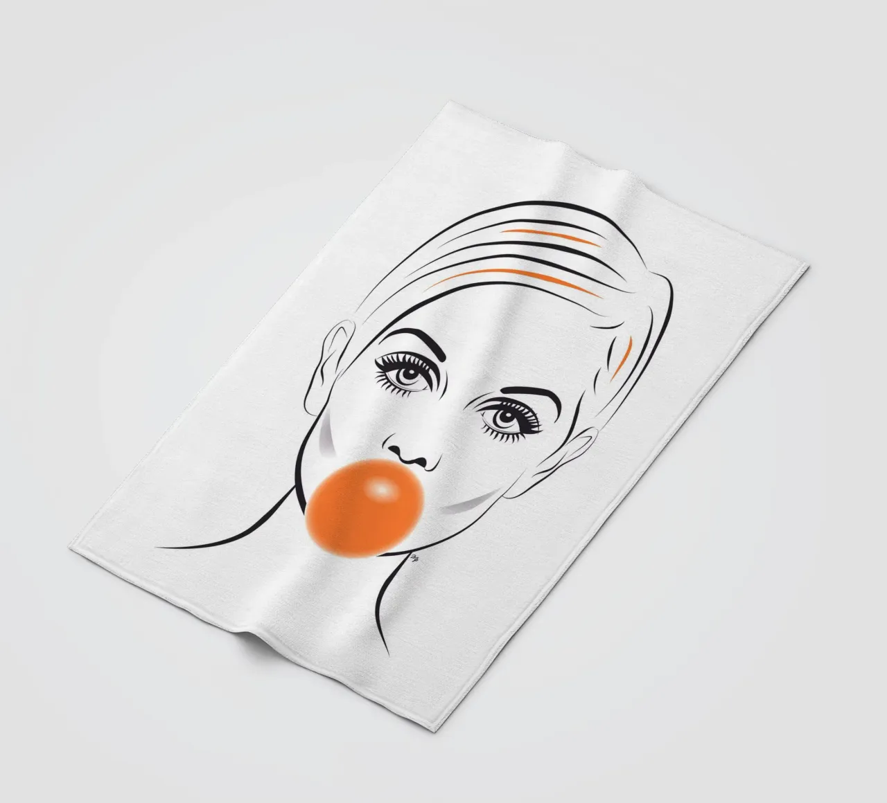 Ritratto di Twiggy modello Bubble Gum coperta in pile da Martina