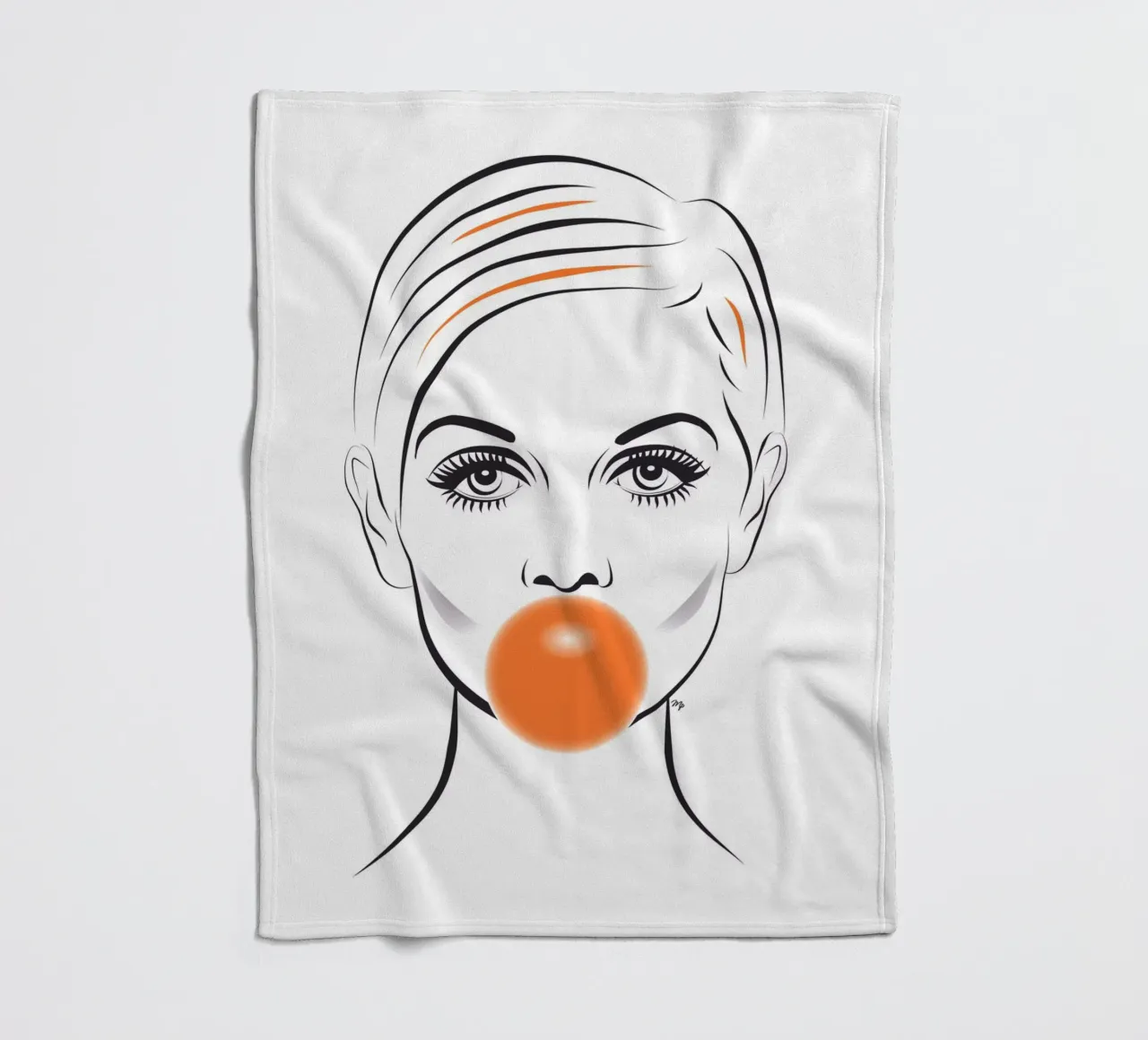 Ritratto di Twiggy modello Bubble Gum coperta in pile da Martina