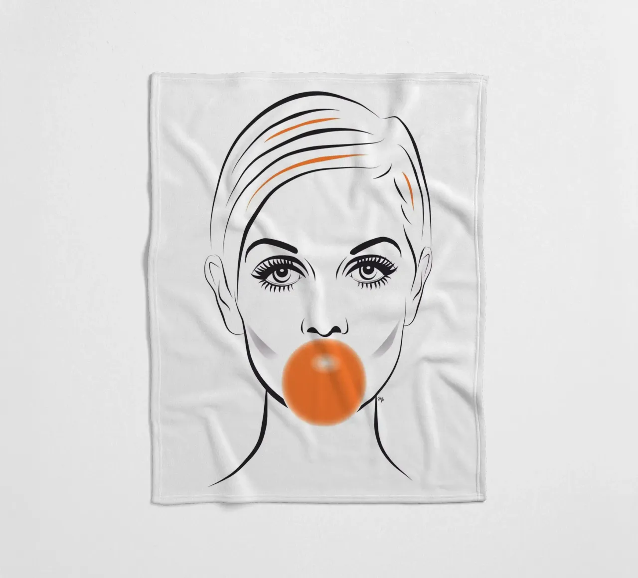 Ritratto di Twiggy modello Bubble Gum coperta in pile da Martina