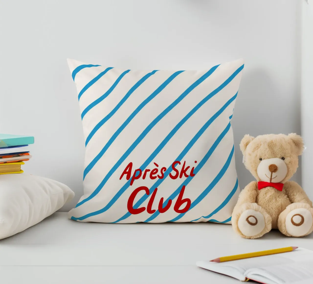 Apres Ski Club Streifen Diagonal cuscino da Sophie Augustin Illustration