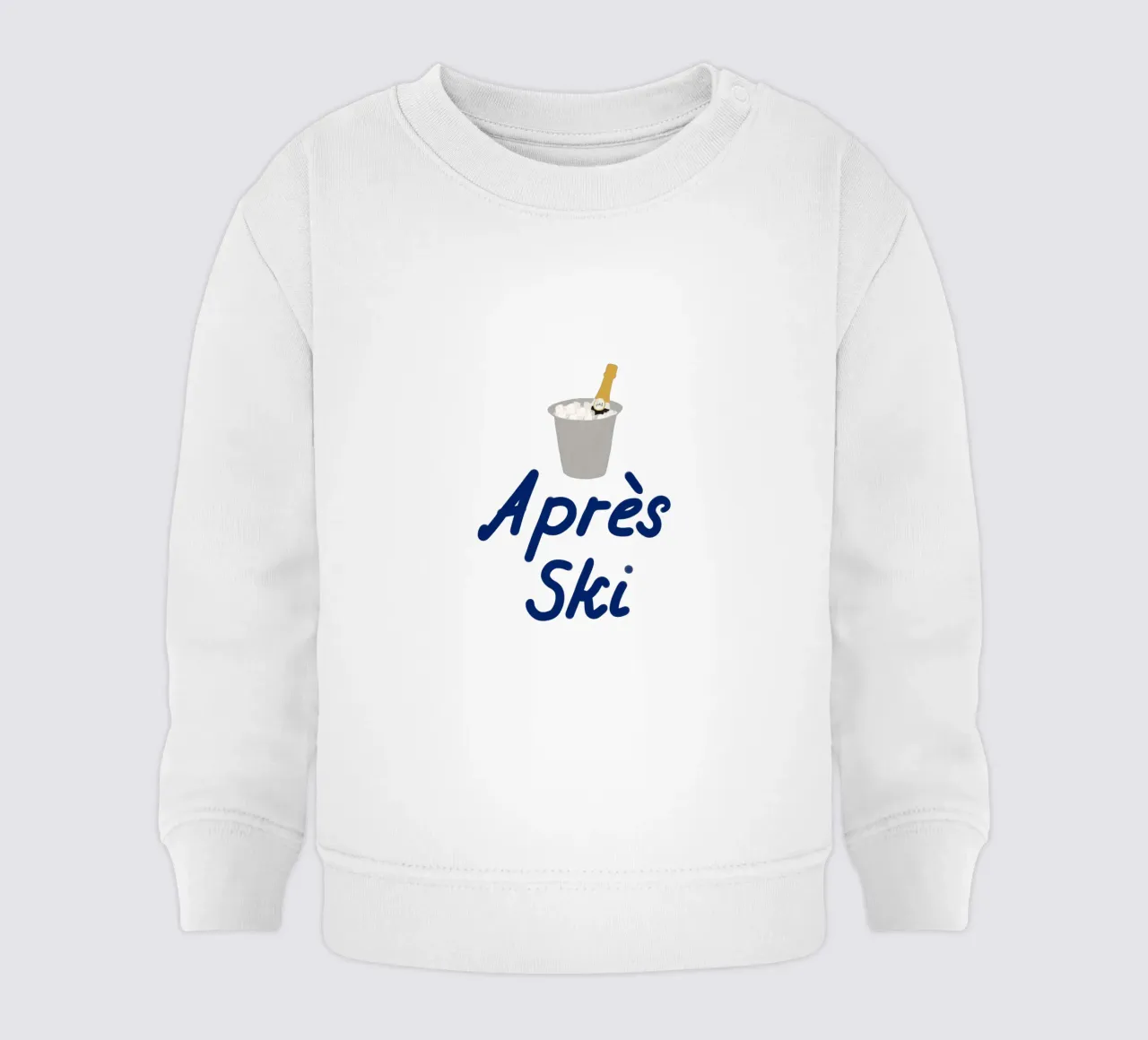 Apres ski champagne cooler baby sweatshirt by Sophie Augustin Illustration