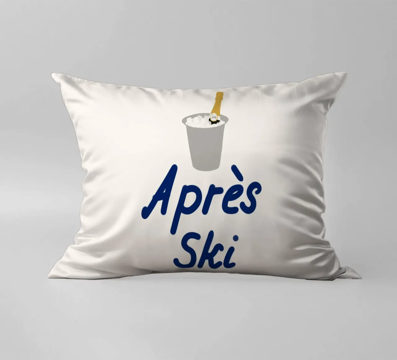 Raffreddatore di champagne per l'apres ski cuscino da Sophie Augustin Illustration