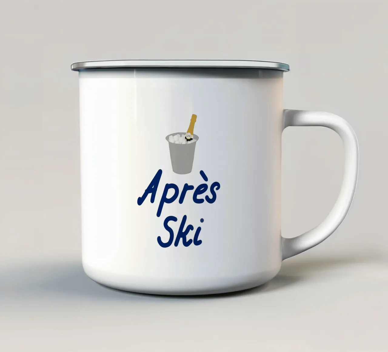 Raffreddatore di champagne per l'apres ski tazza in smalto da Sophie Augustin Illustration