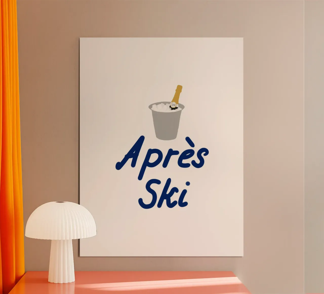 Raffreddatore di champagne per l'apres ski poster da Sophie Augustin Illustration