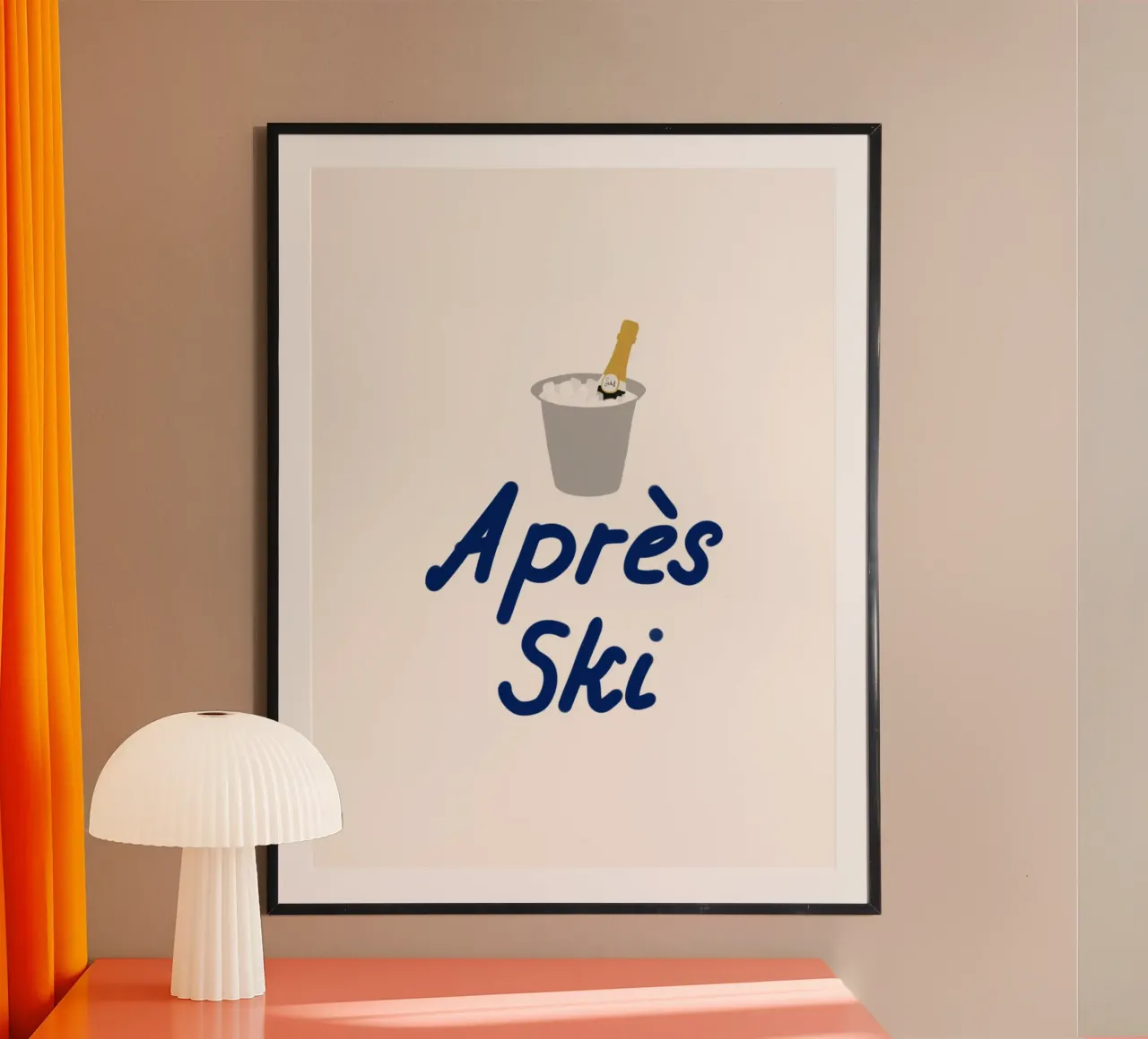 Raffreddatore di champagne per l'apres ski poster da Sophie Augustin Illustration