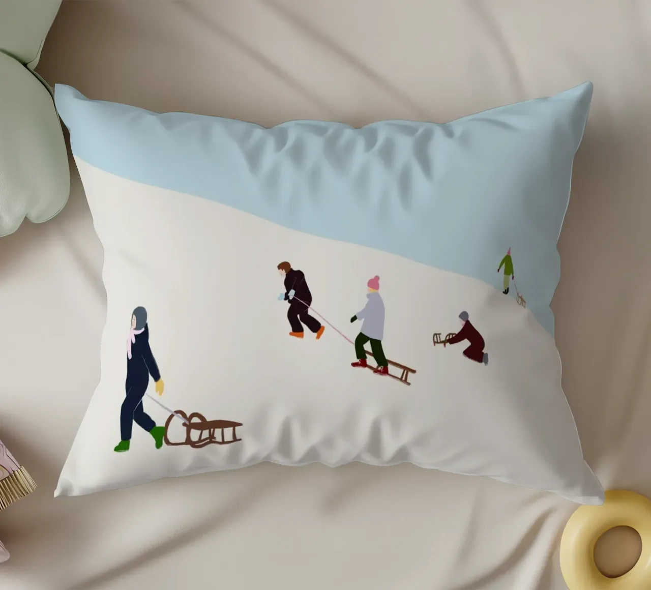 Schlitten fahren cuscino da Sophie Augustin Illustration