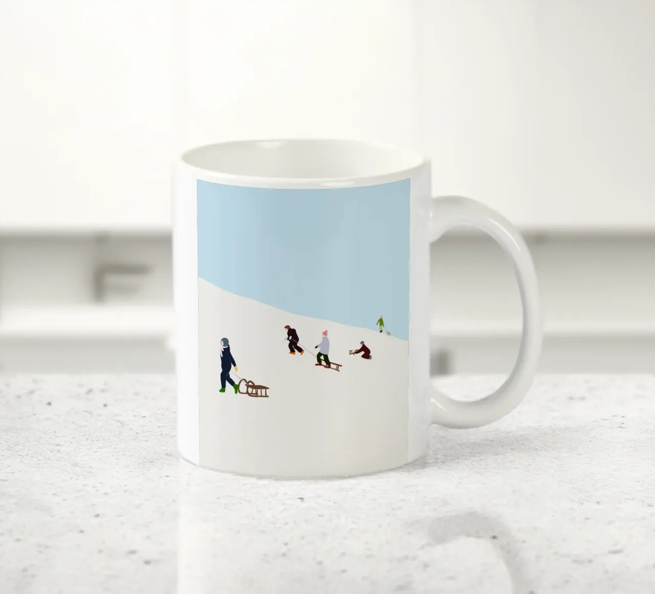 Schlitten fahren tazza in ceramica da Sophie Augustin Illustration