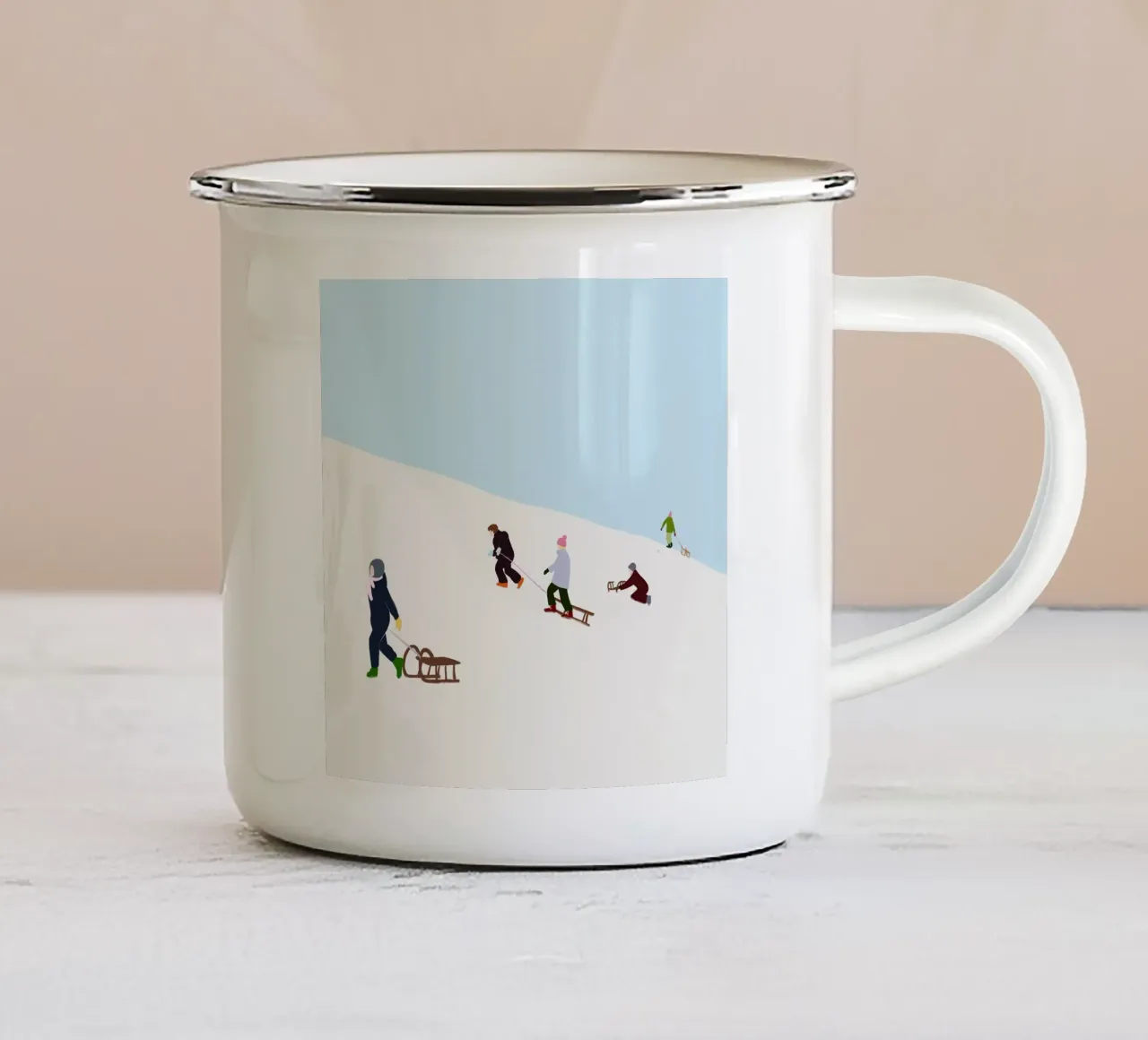 Schlitten fahren tazza in smalto da Sophie Augustin Illustration