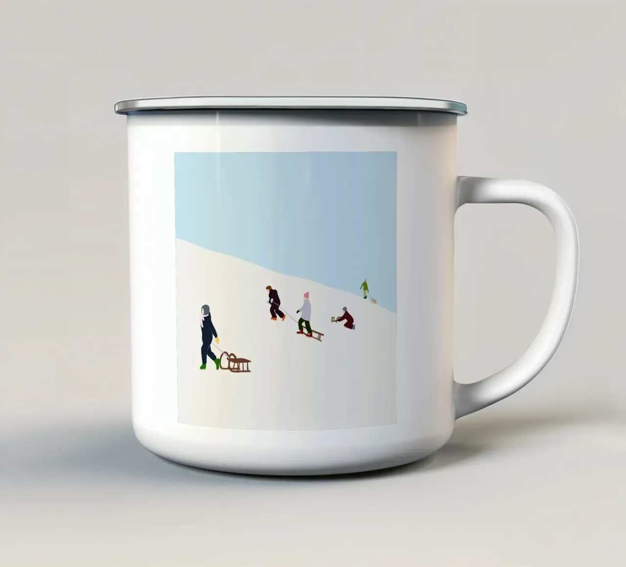 Schlitten fahren tazza in smalto da Sophie Augustin Illustration
