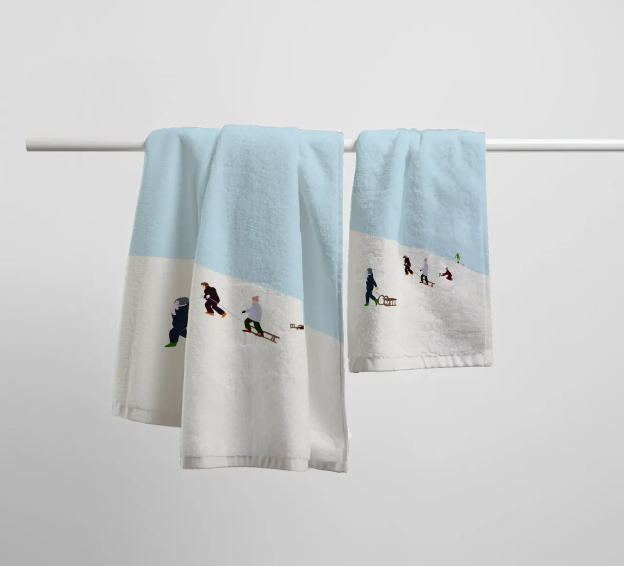 Schlitten fahren asciugamano da bagno da Sophie Augustin Illustration