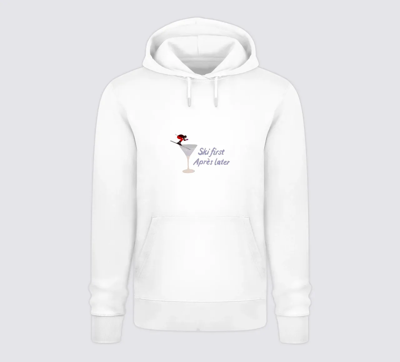 Ski first Apres later felpa con cappuccio da Sophie Augustin Illustration