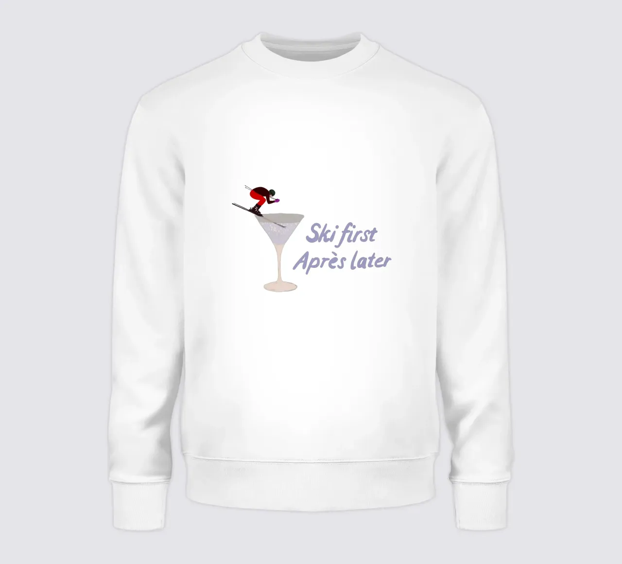 Ski first Apres later felpa da Sophie Augustin Illustration