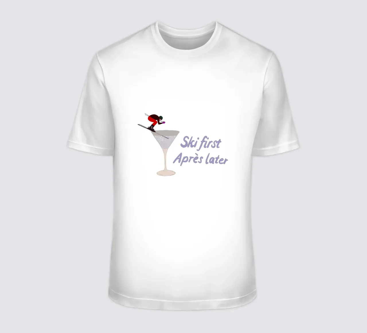 Ski first Apres later t-shirt da Sophie Augustin Illustration